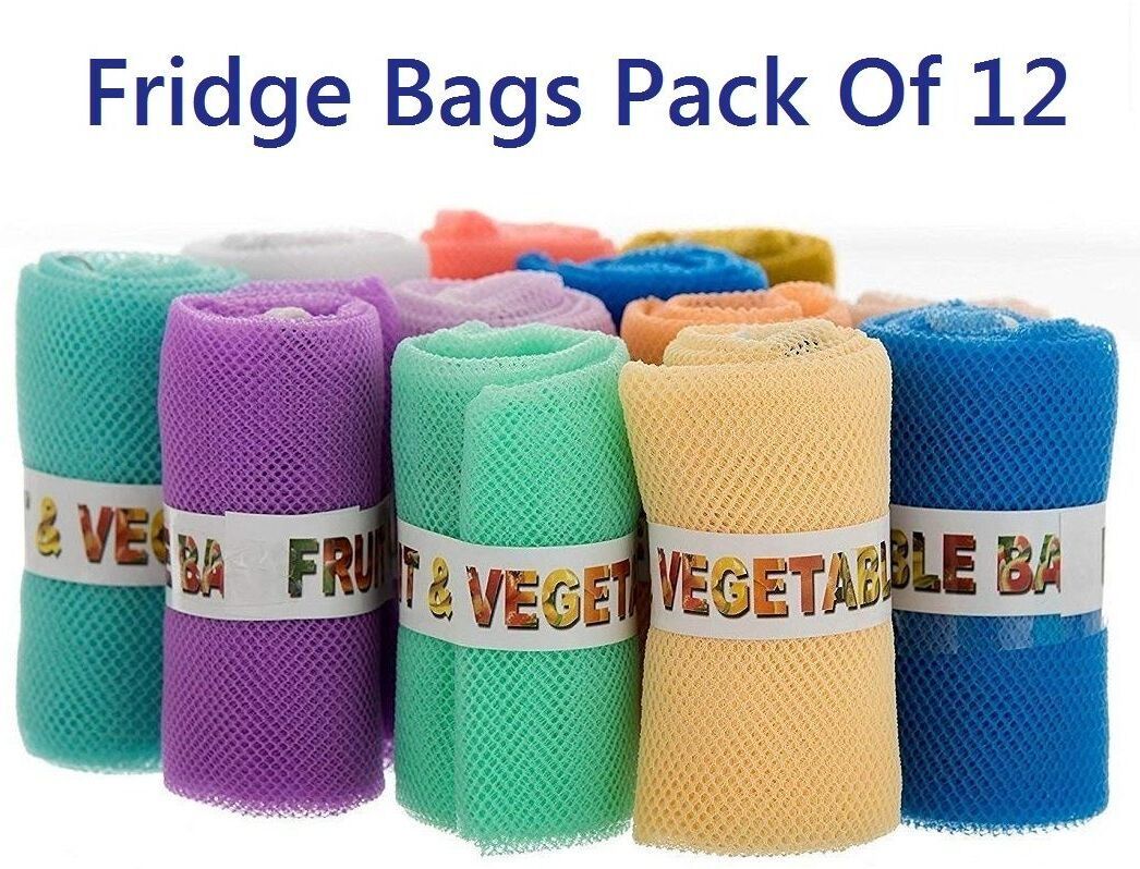 Fridge Vegetable and Fruit Reusable Net Bag Pack of 12 Grocery Bags-image-6