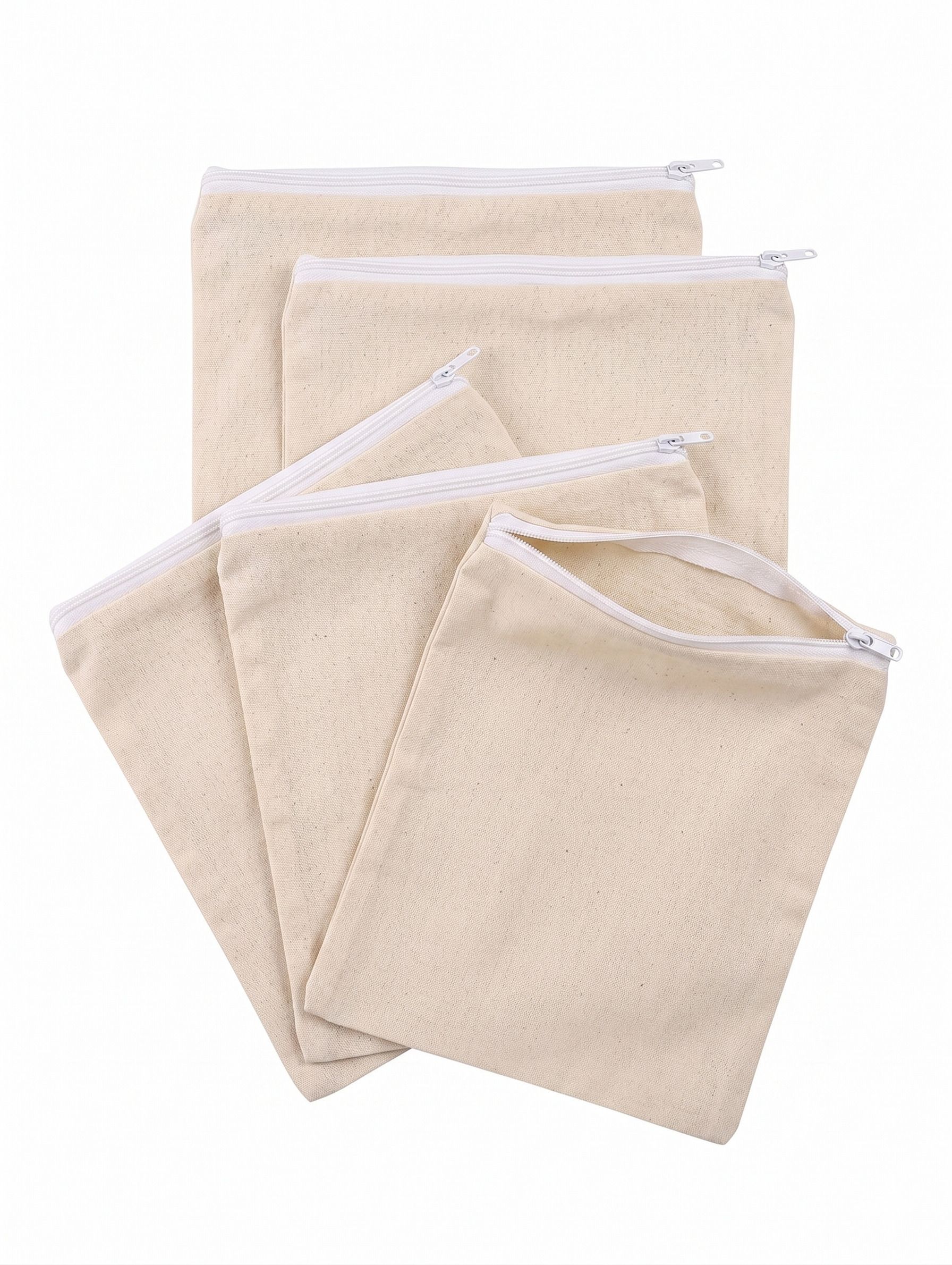 vayrix Premium Reusable Cotton Zipper Bag For Fridge | 5 Pcs | Eco Storage Solution Pack of 5 Grocery Bags-picture-15
