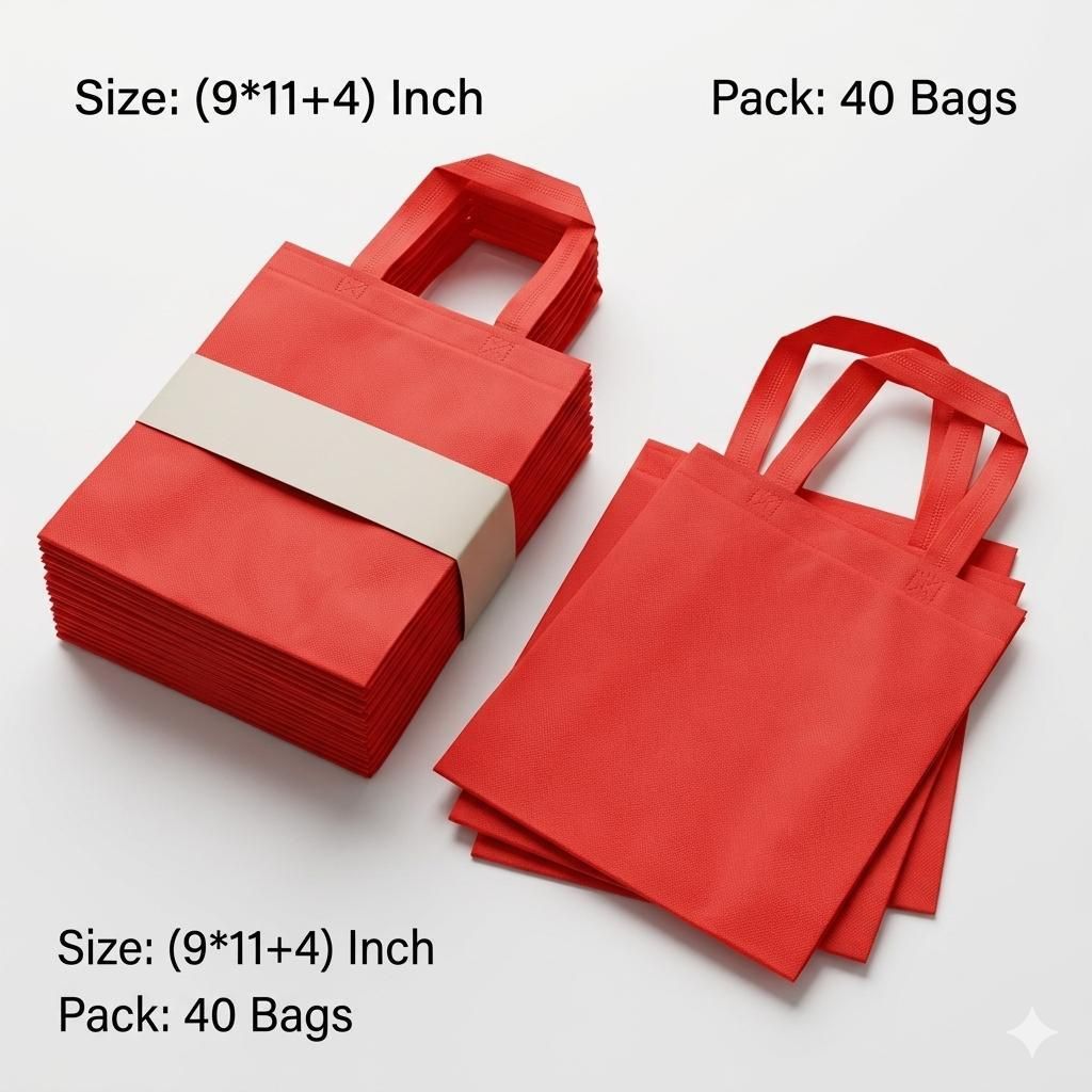 carry cloud Red Reusable Non-Woven Shopping Bag (9 × 11 × 4 Inch, Pack of 40) Pack of 40 Grocery Bags-picture-39