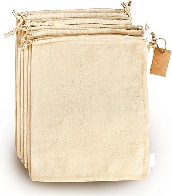 100% cotton set of 6 fridge bags fruits and vegetables bags for fridge Pack of 6 Grocery Bags-image-36