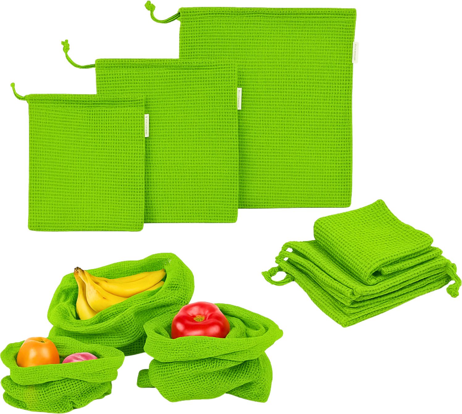 shopimoz Reusable Cotton Sabji Storage Bag for Daily Kitchen Fridge Use Washable Pack of 3 Grocery Bags-picture-23