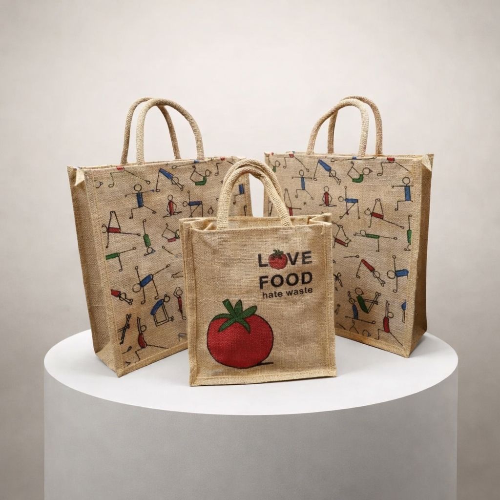 Jute bag chain wala eco friendly pack of 3 Pack of 3 Grocery Bags