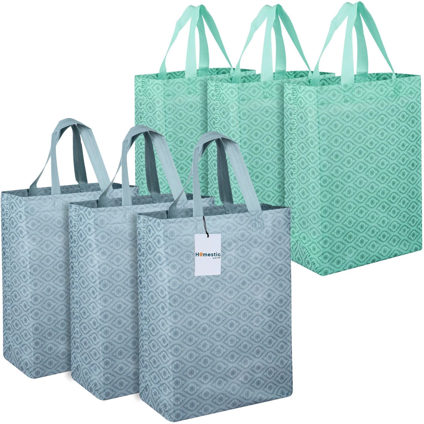 Non-Woven Reusable Eye-Print Shopping Handbag|Pack of 6|Multicolor Pack of 6 Grocery Bags-image-39