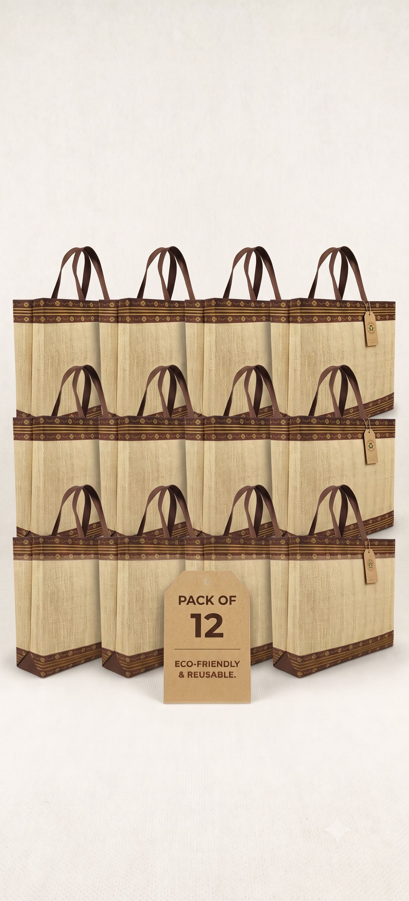 payal1825 Eco-Friendly Jute Tote Bags - Reusable Heavy Duty Grocery Shopping Bag Pack of 12 Grocery Bags-picture-34
