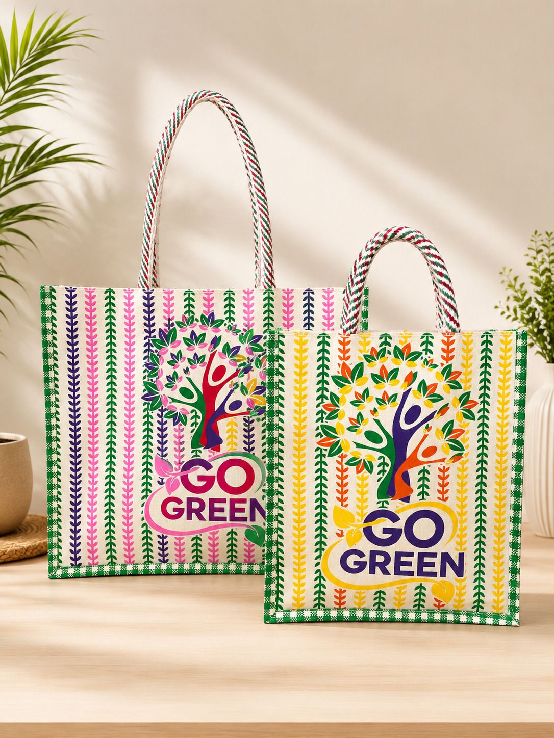 Hand Bags for Women Go Green Shopping Bag Pack of 2 Grocery Bags-image-15