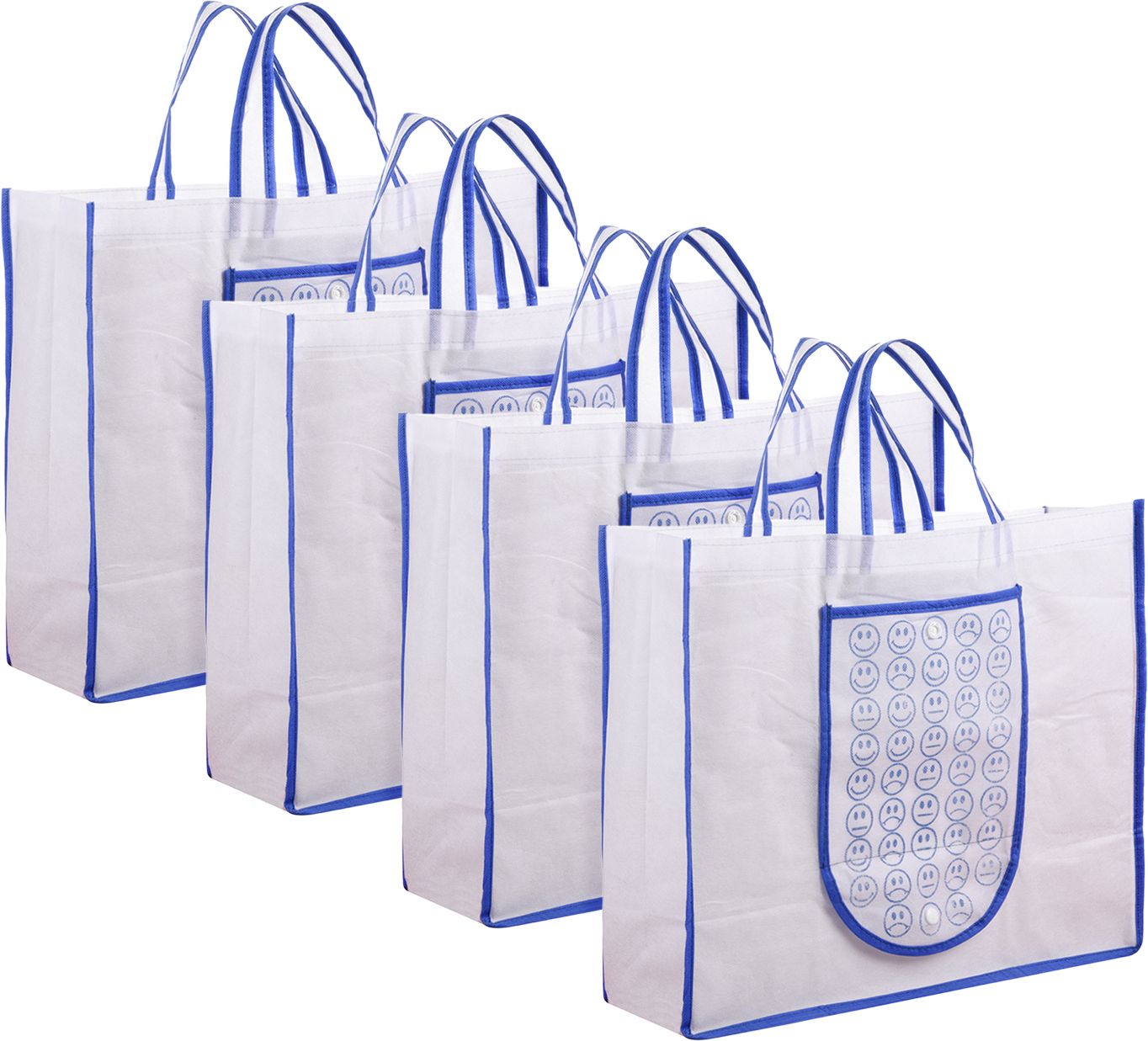 kuber industries Front Pocket Grocery Bag with Handle|Pack of 4|Blue Pack of 4 Grocery Bags-picture-40