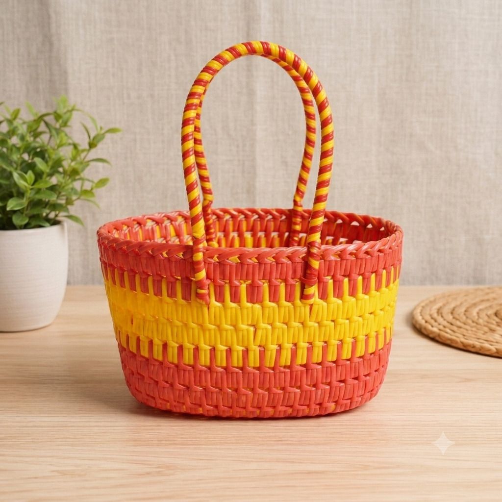 ABI WIRE BASKET (L SIZE Red, Yellow color) Grocery Bag-image-48