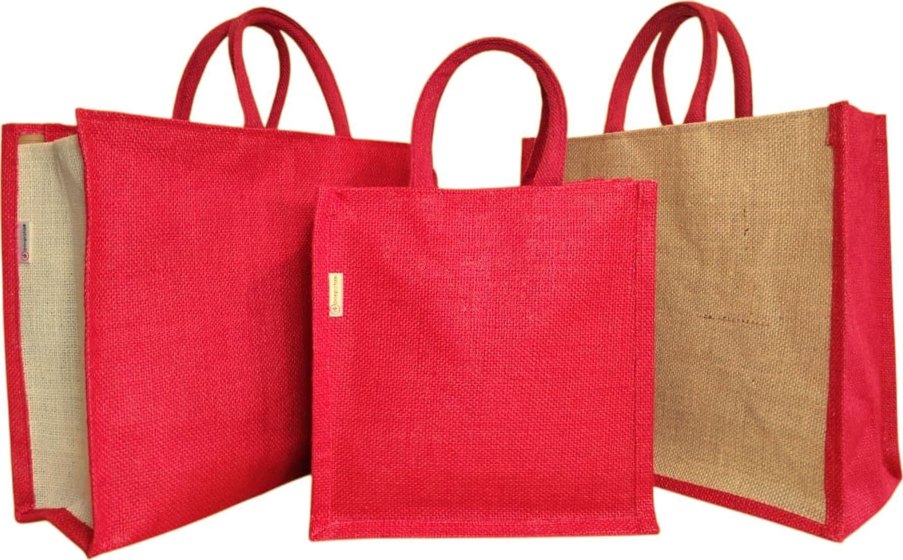 ponpatam Preimium Jute Bag with Zip, Inner Lining-Shopping, Grocery, Lunch Pack of 3 Grocery Bags-picture-3