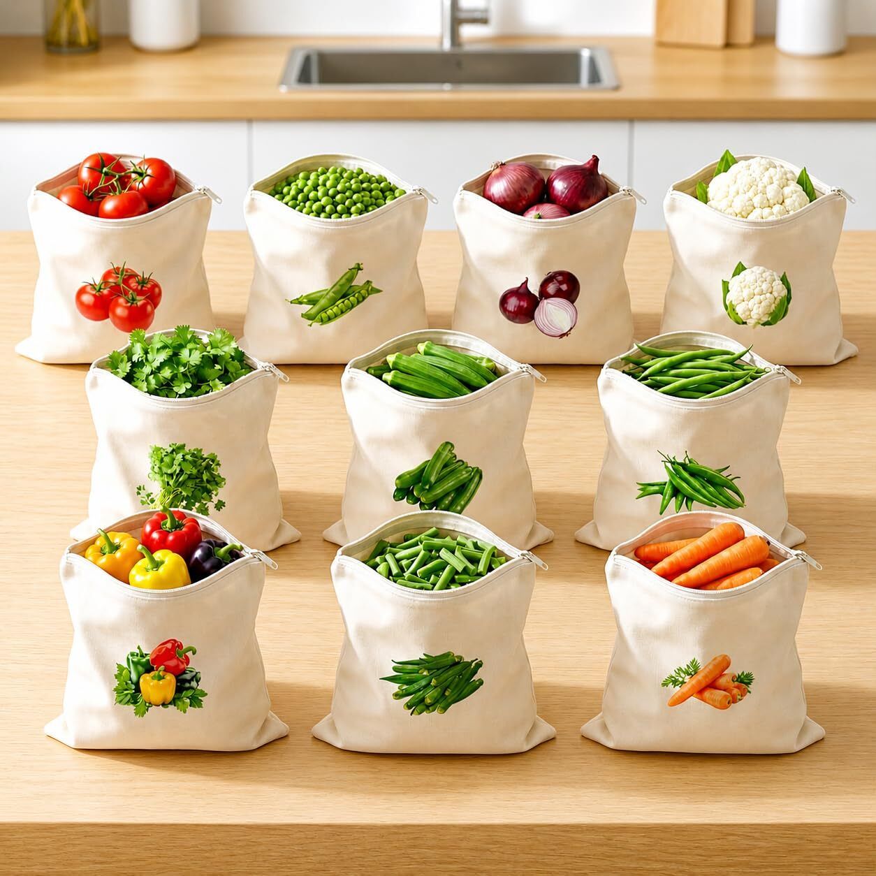 suplory Reusable Cotton Mesh Vegetable Storage Bags Washable Pack of 10 Grocery Bags-picture-13