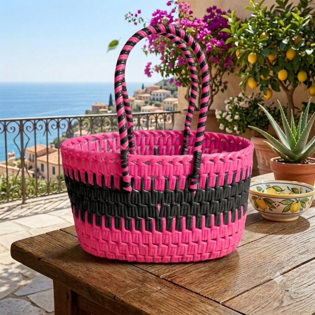 ABI WIRE BASKET (S SIZE Black, Pink color) Grocery Bag-image-30