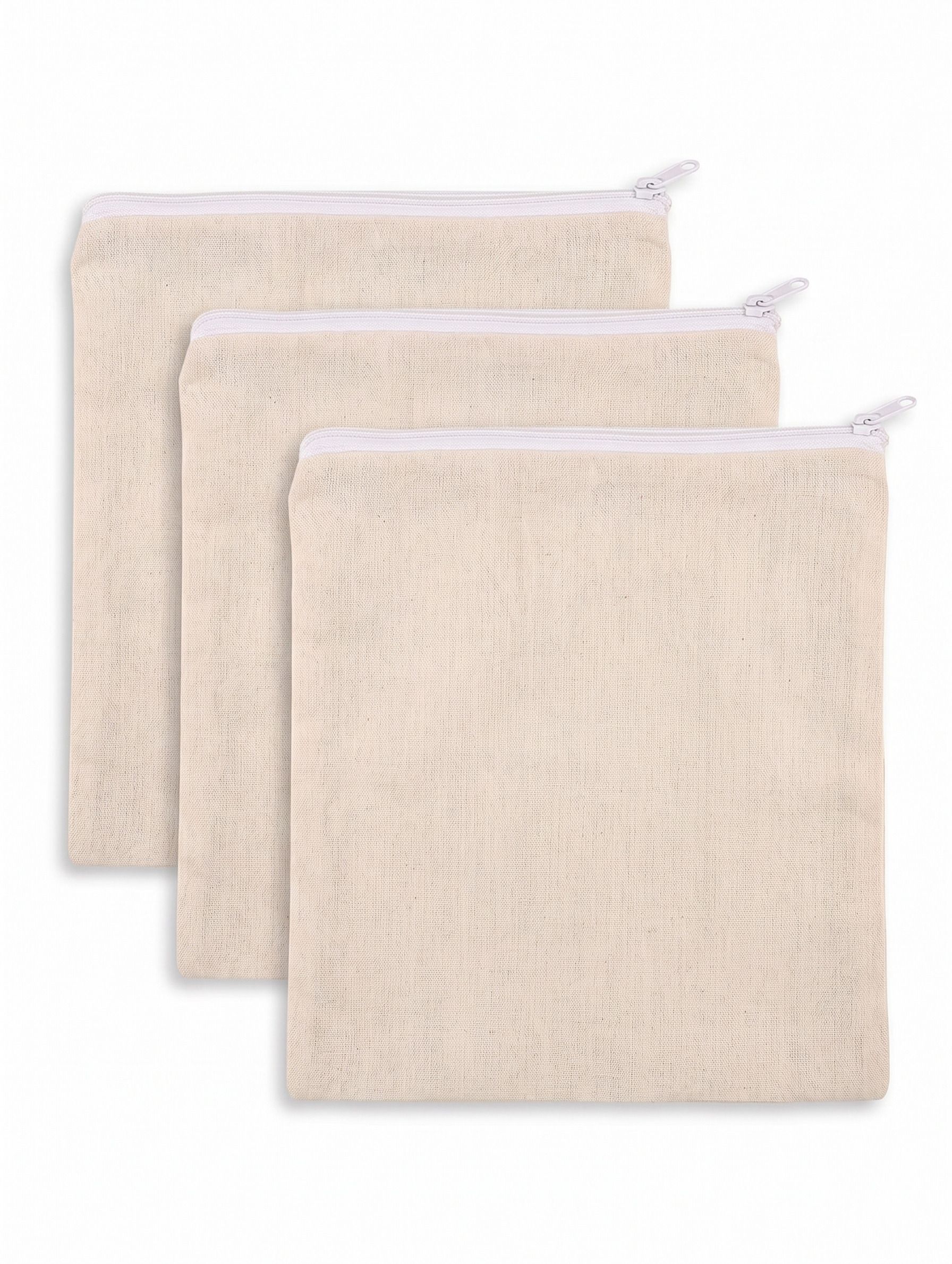 vayrix Breathable Cloth Zipper Bag For Fridge Fresh Veggies | 3 Pcs | Eco Cotton Pack of 3 Grocery Bags-picture-36
