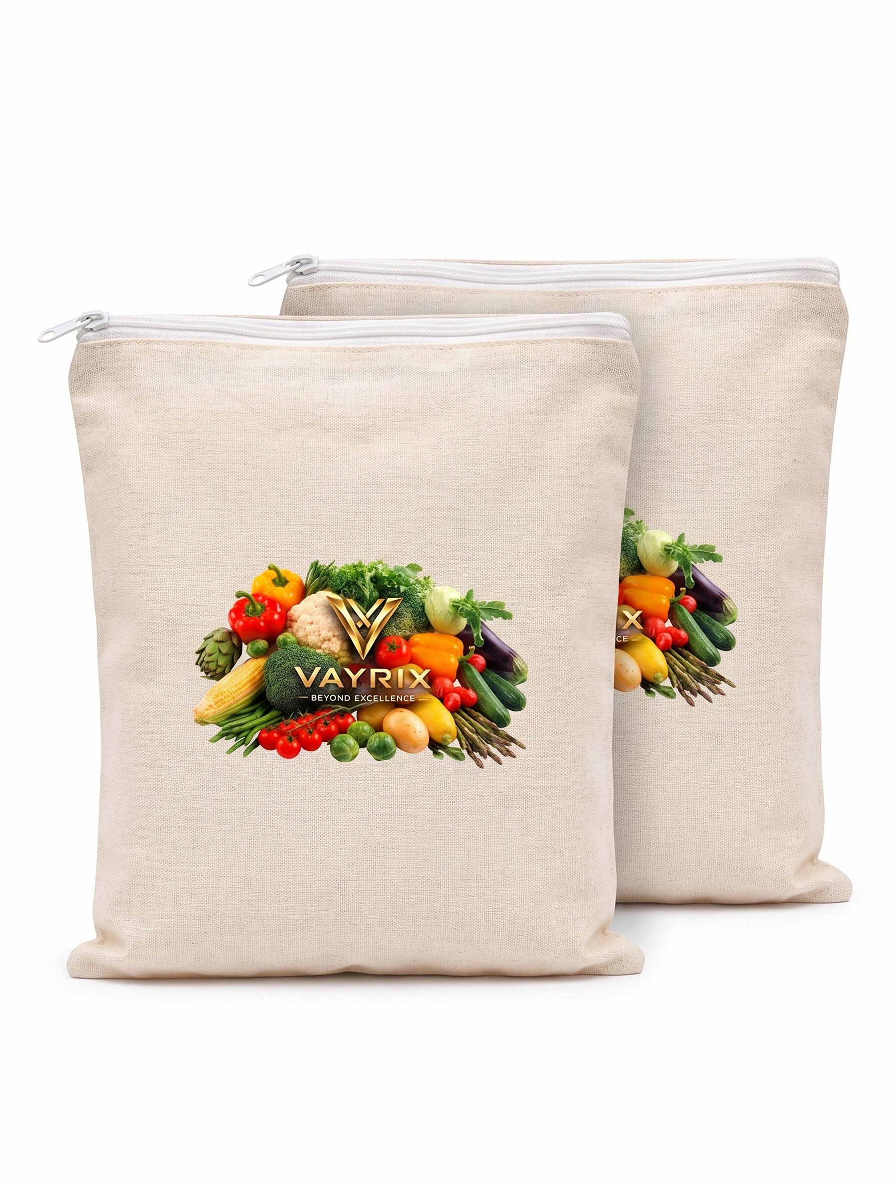 vayrix Pack of 2 | Cotton Zipper Fridge Storage Bag for Vegetables | Fresh Produce Bag Pack of 2 Grocery Bags-picture-24