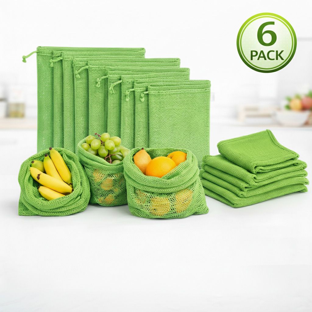 Washable Cotton Vegetable Storage Bag for Kitchen Fridge Reusable Use Pack of 6 Grocery Bags-image-45