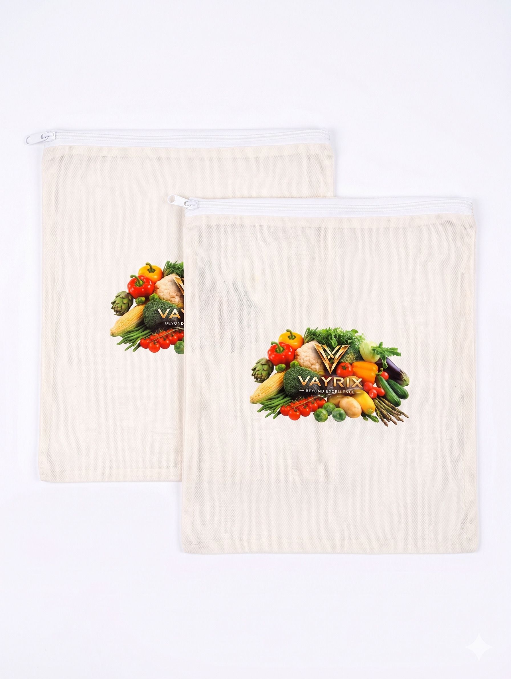 vayrix Cotton Zip Pouch For Fridge Vegetables | Pack of 2 | Eco Washable Storage Bag Pack of 2 Grocery Bags-picture-24
