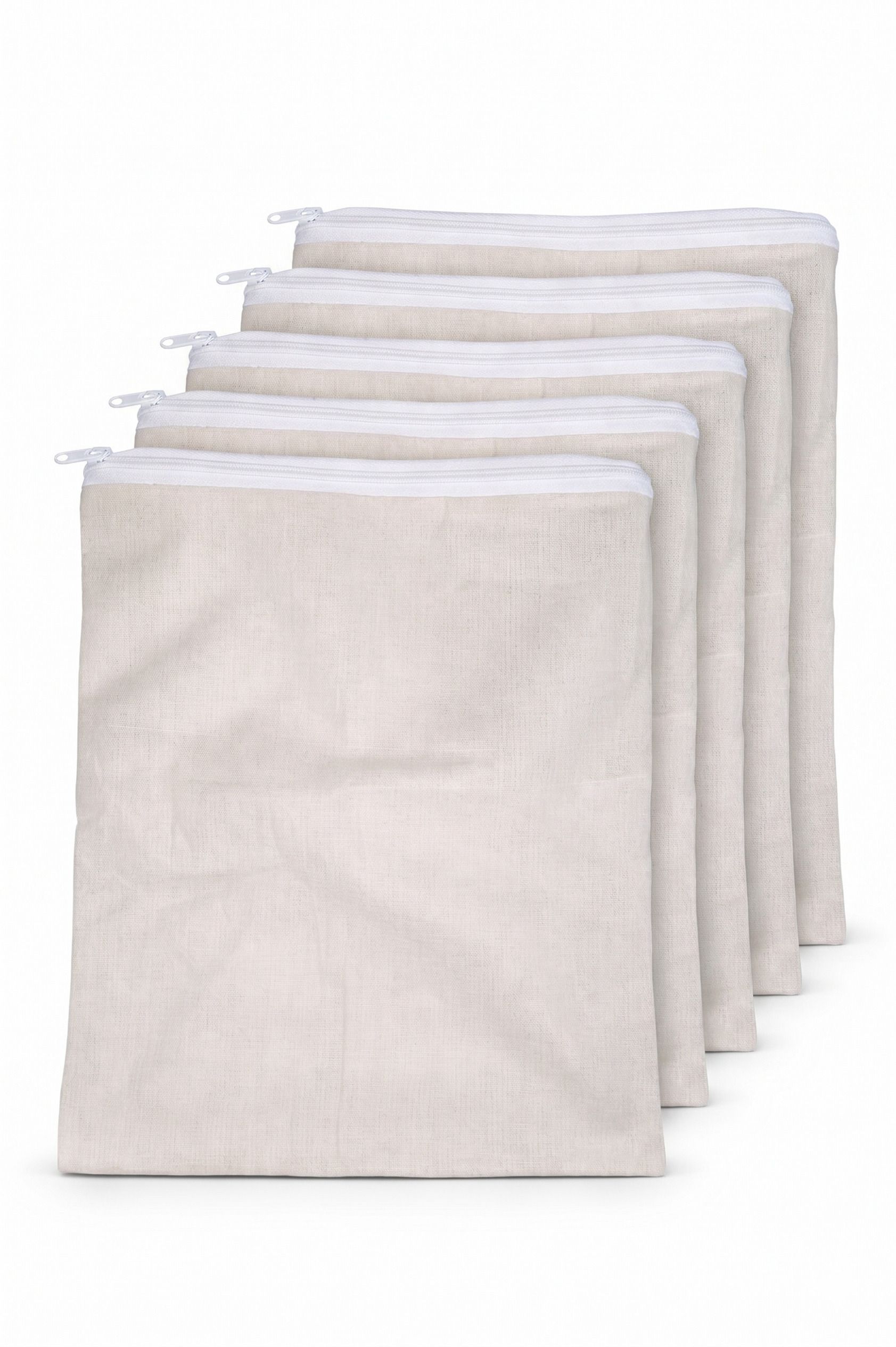 vayrix Sustainable Cotton Zipper Fridge Bag | Pack of 10 | Veggie & Fruit Pouch Pack of 5 Grocery Bags-picture-9