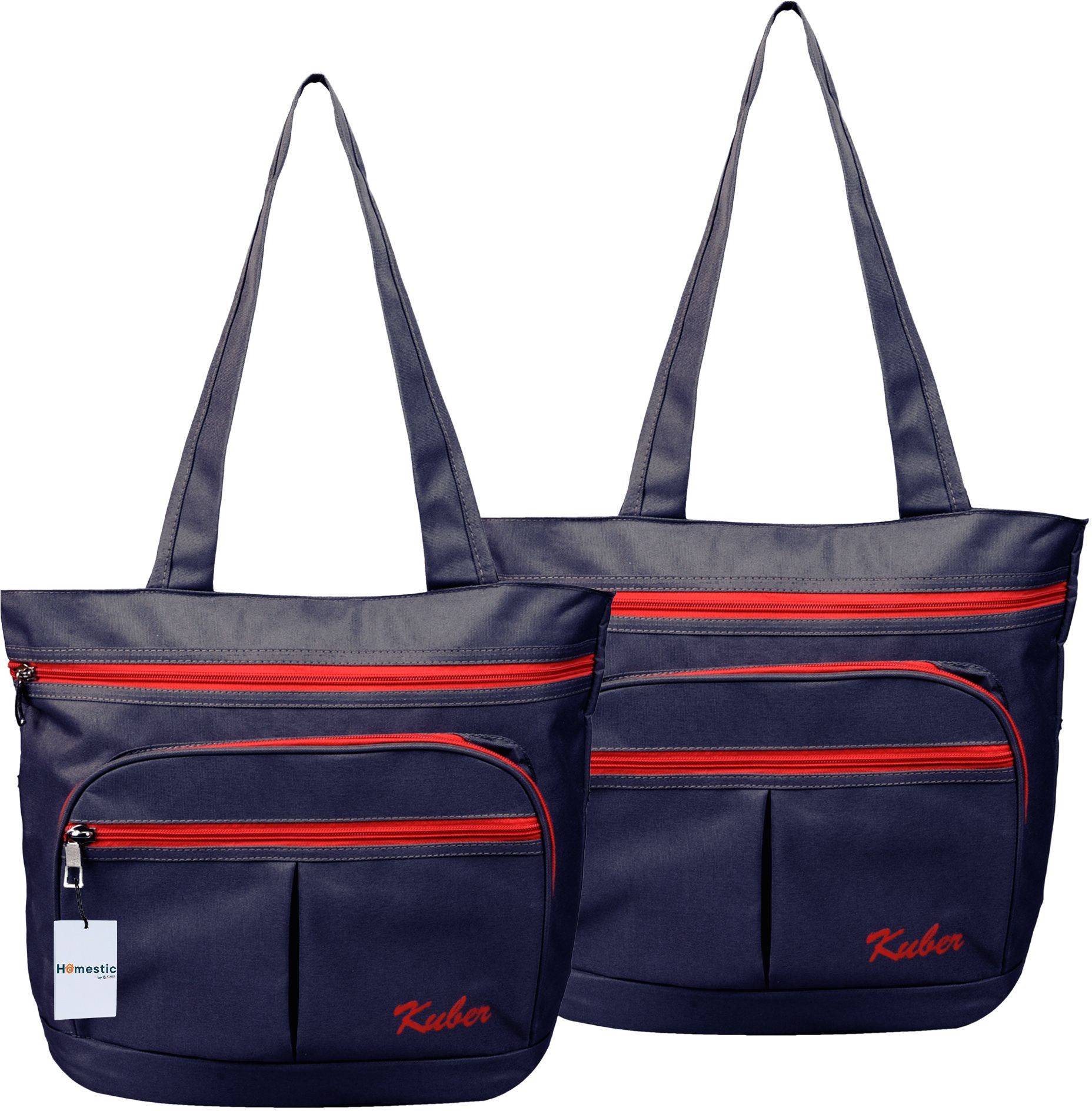 homestic Shopping Bag for Grocery|4 Compartment|Handle Shoulder Bag|Pack of 2|Navy Blue Pack of 2 Grocery Bags-picture-22