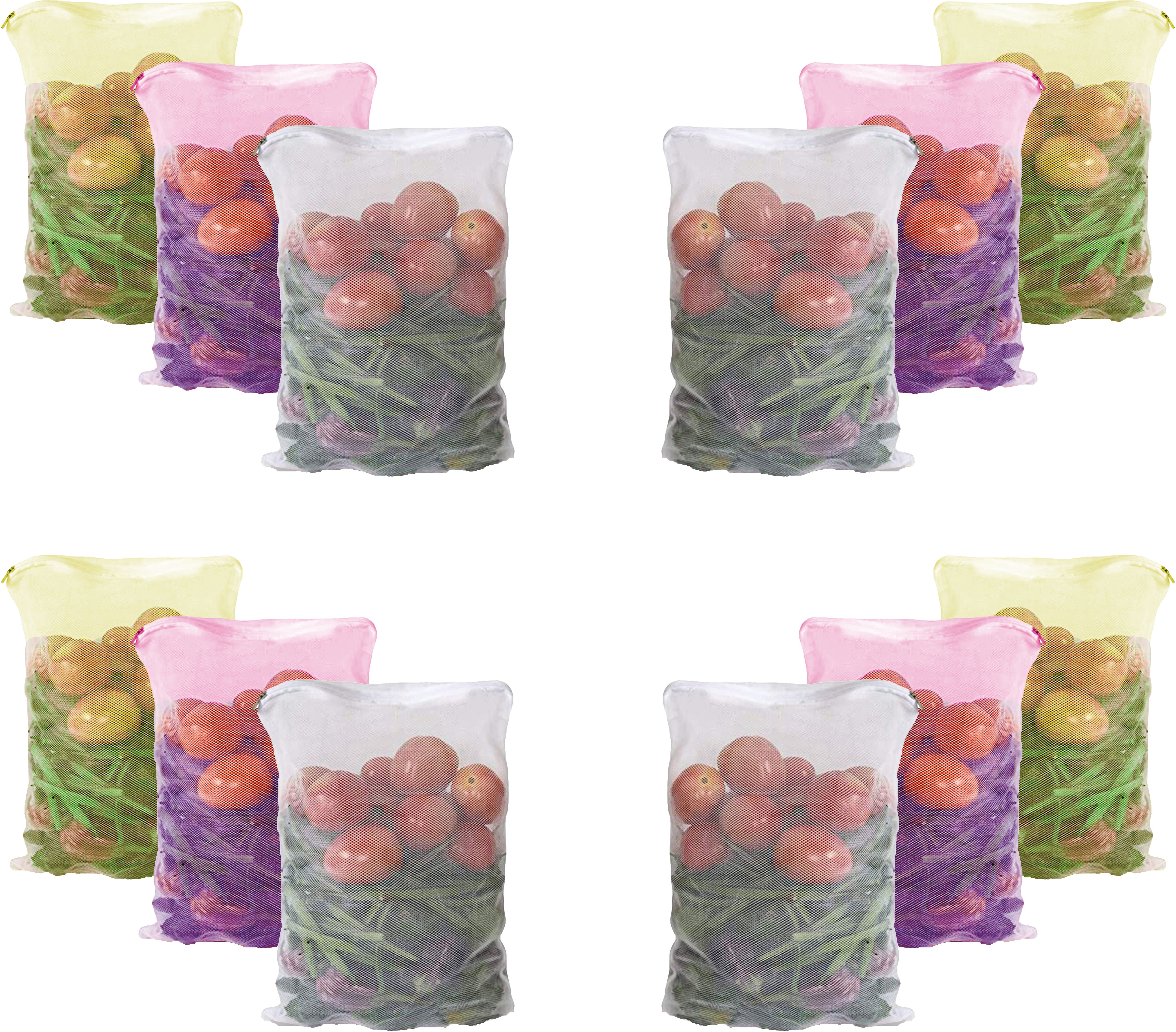 Reusable Fridge bags Vegetable storage Net for Fruits Pack of 12 Grocery Bags-image-1