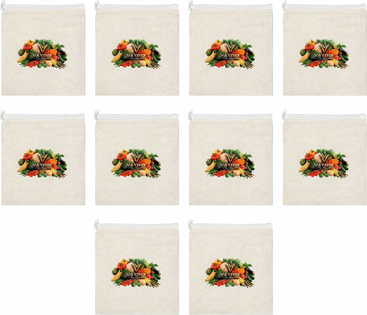 vayrix Durable Reusable Cotton Zipper Bag For Fridge Vegetables | 10 Pcs | Eco Bag Pack of 10 Grocery Bags-picture-28