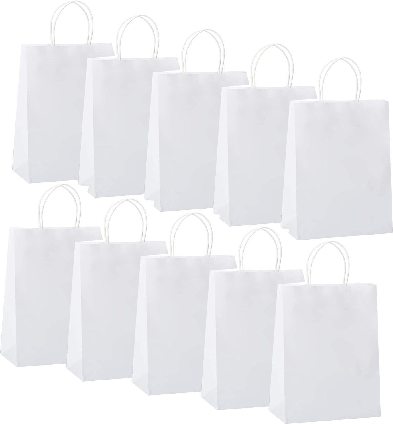 Craft Paper Bags Small Gift Bags with Handles, For Retail Store, Shop 8"x3"x10" Pack of 10 Grocery Bags