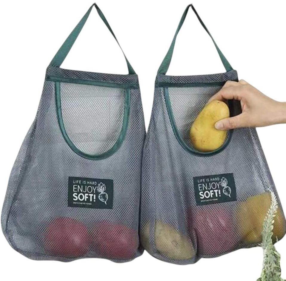 Reusable Household Kitchen Portable Hollow Mesh Storage Bag New Style pack 2 Grocery Bag