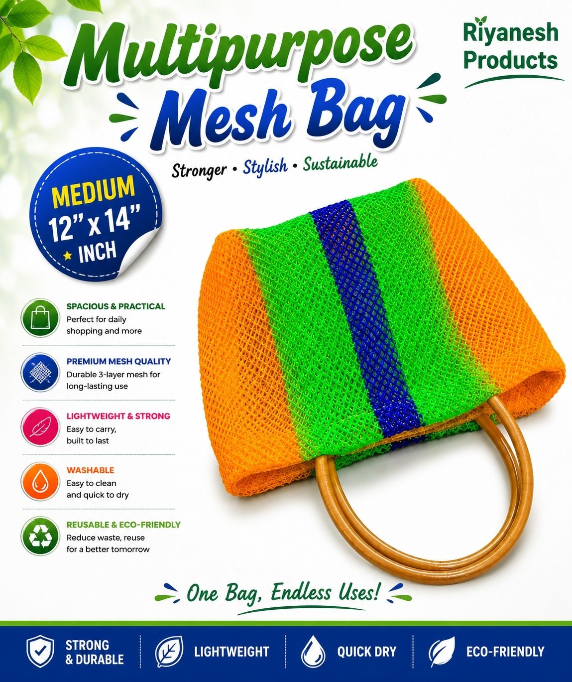 Grocery bag Medium size 12*14 inch Orange colour Grocery Bag-image-46