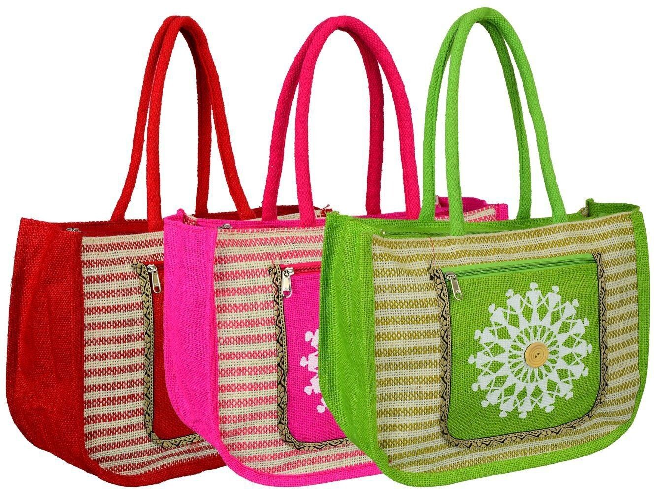 Ladies Jute Bags Eco Friendly SD-16 Pack of 3 units Pack of 3 Grocery Bags-image-34