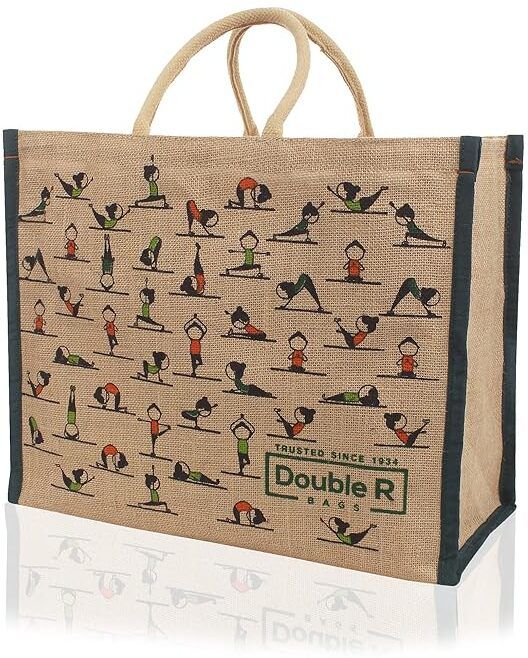 double r bags Reusable Jute Grocery Tote Bag, Hard Handle (Pack of 12) Pack of 12 Grocery Bags-picture-32