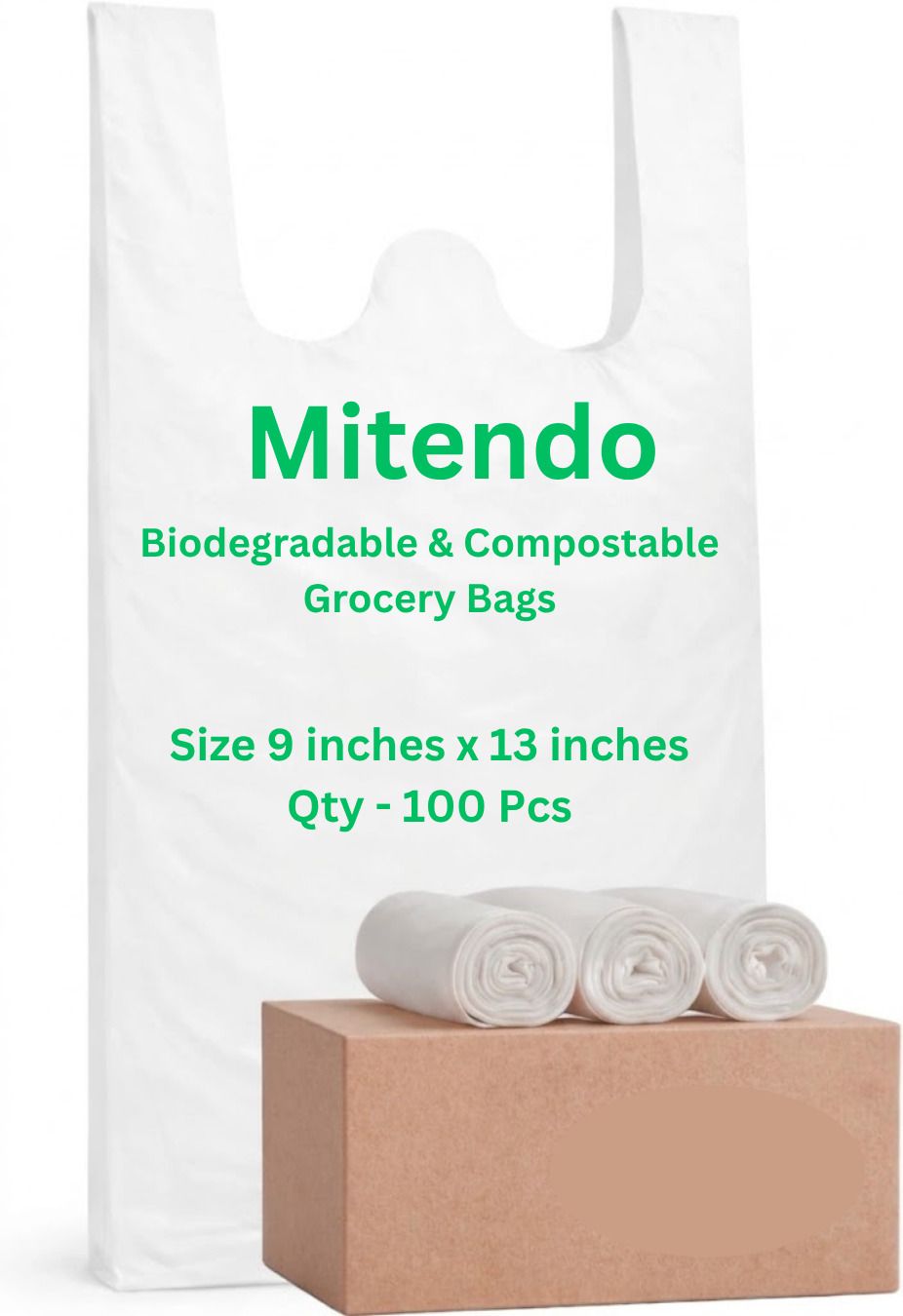 Biodegradable Carry bags 100pcs|Eco-Friendly Bags|9 inches x 13 inches Pack of 100 Grocery Bags-image-21