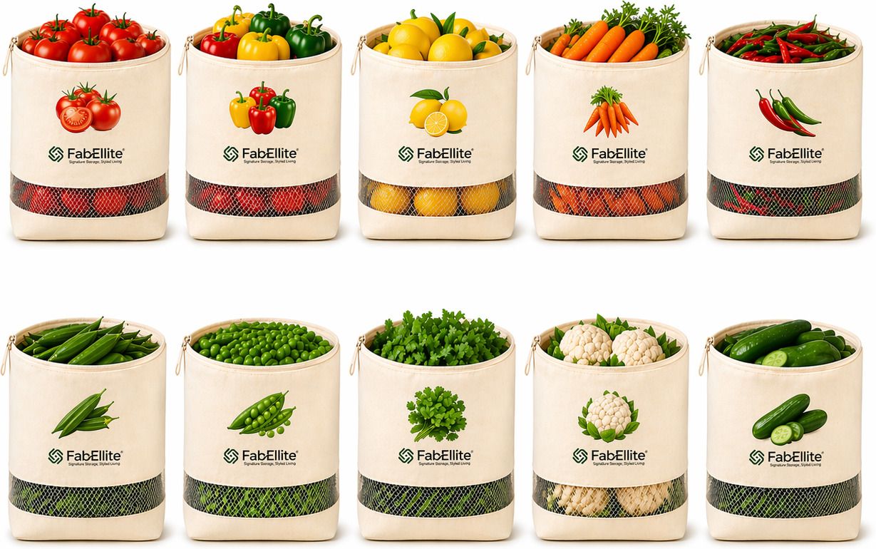 Cotton Vegetable Storage Bags Fridge Sabji Reusable Eco Friendly Grocery BAG Pack of 10 Grocery Bags-image-3