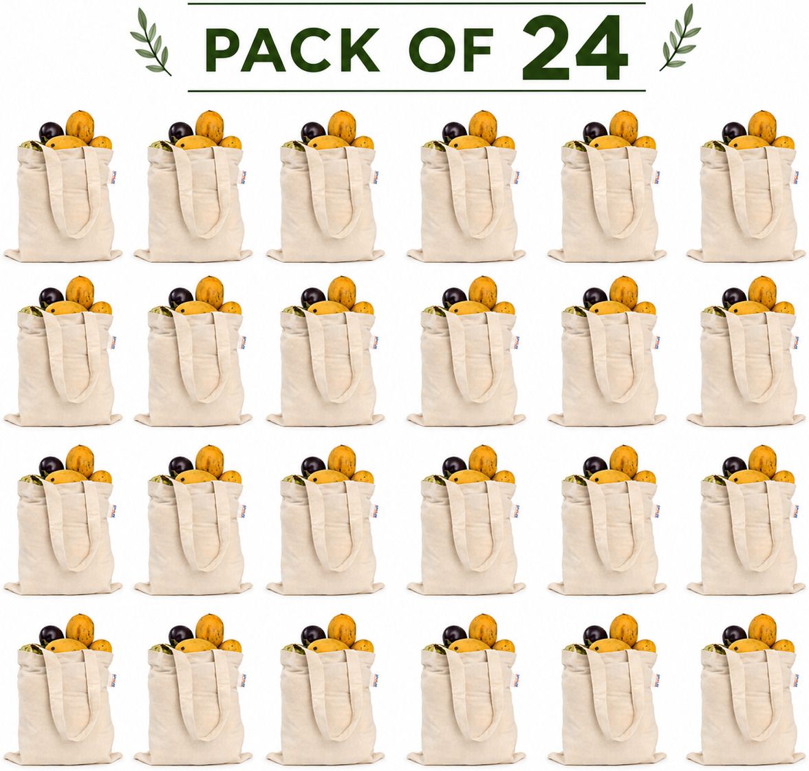 Cotton Canvas Tote Bag | Eco-Friendly Shopping Bag with Long Handles | 14X18Inch Pack of 24 Grocery Bags-image-26
