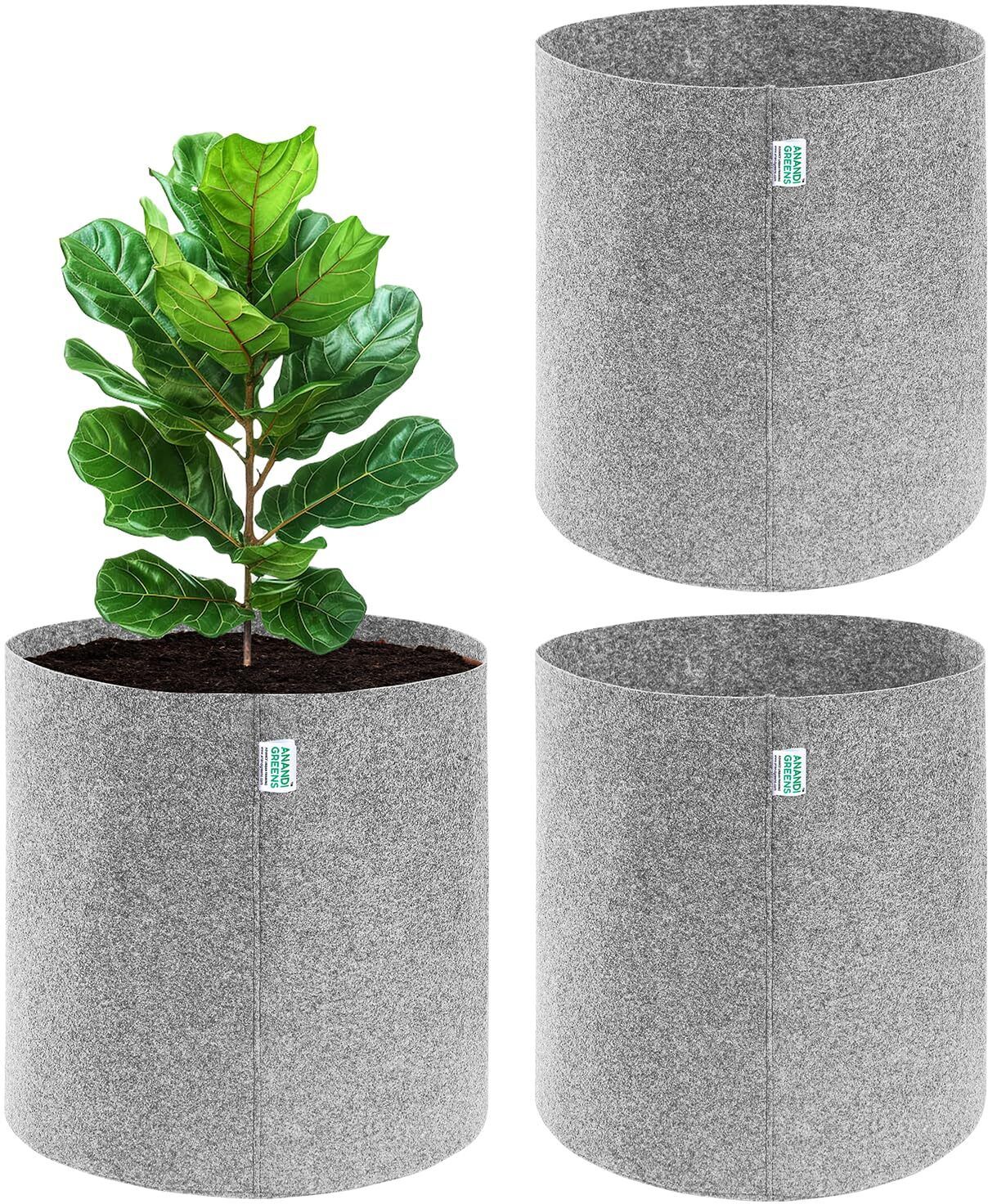 24x24 INCH 400 GSM Light Grey Color Round Plant Grow Bag-image-4