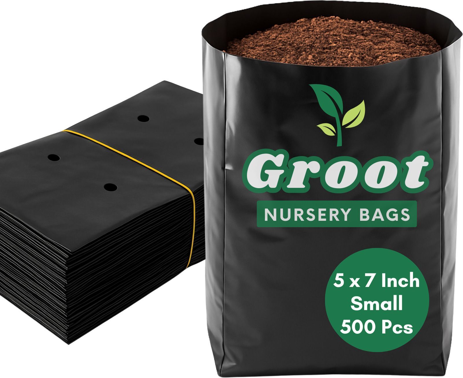 groot Small, 5X7 inch, 500 PCS Nursery bags for Plants Plastic Grow Bags Container Grow Bag-picture-15