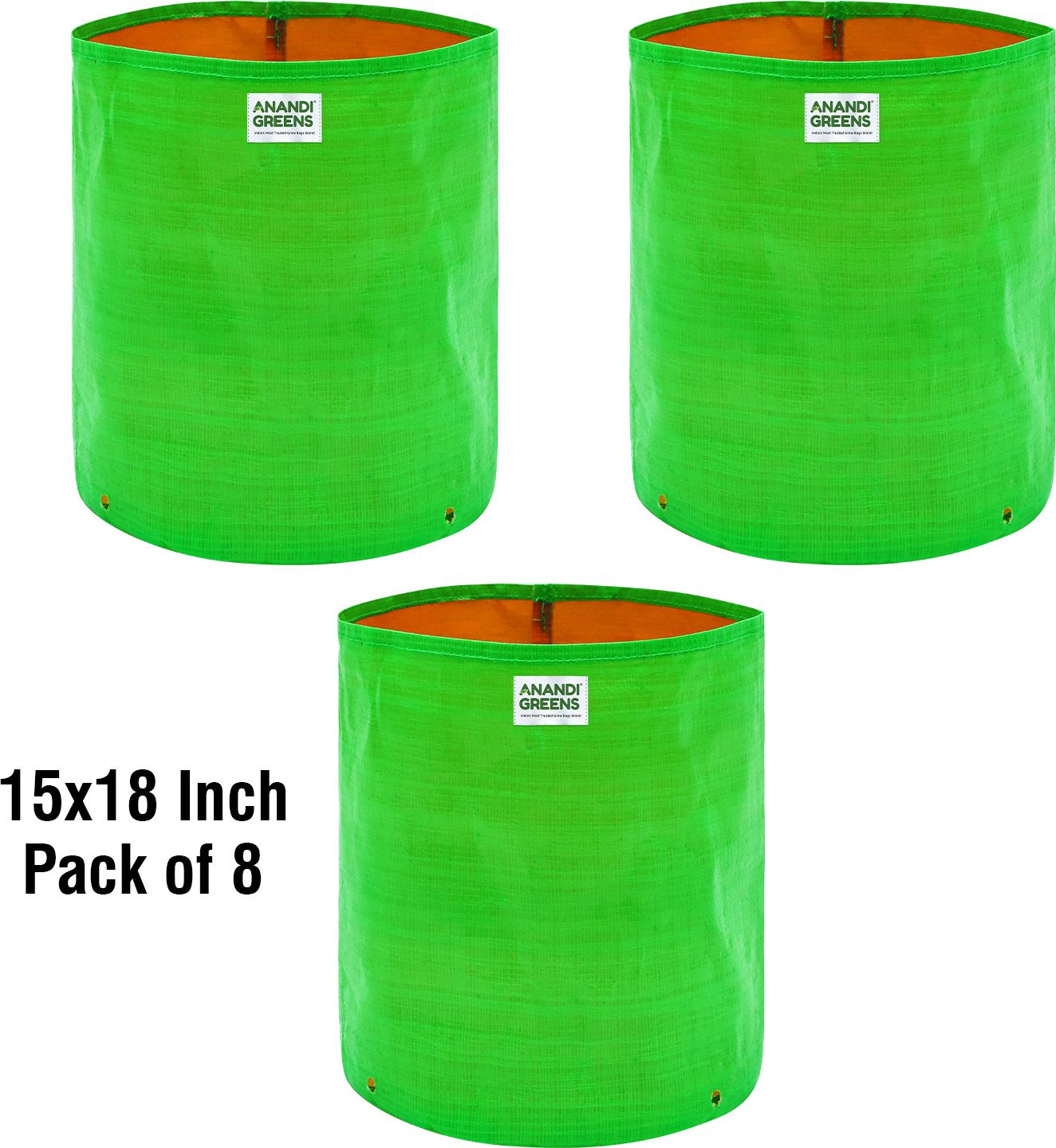 15x18 INCH HDPE Uv Protected 220 GSM Round Green Colour Plant Grow Bag-image-31