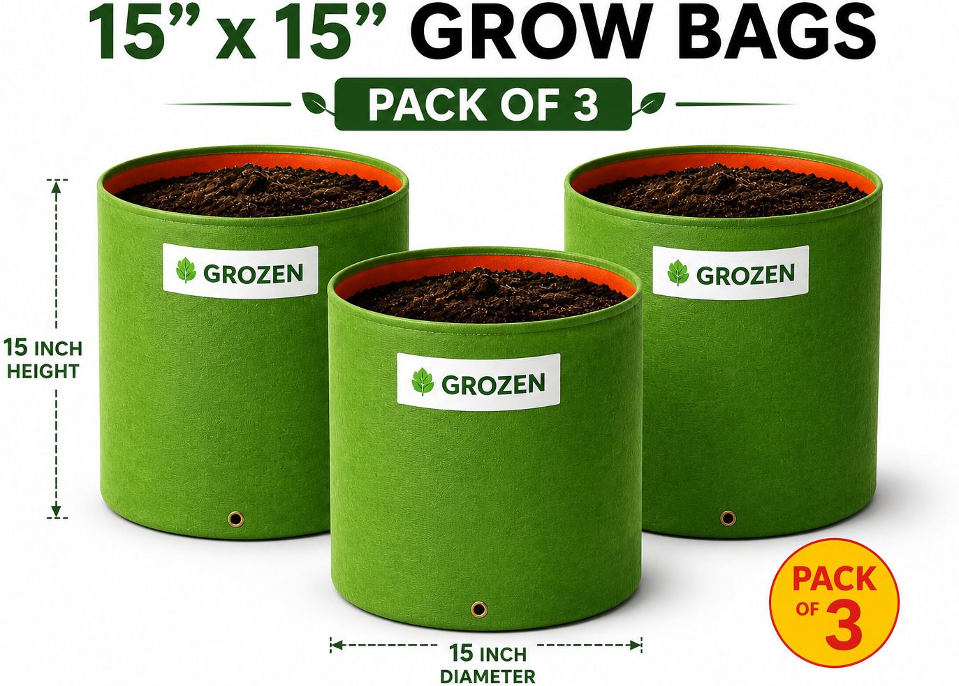15x15 Size Big Planter Bags Pack of 3 for Terrace Sabzi Garden Grow Bag-image-11