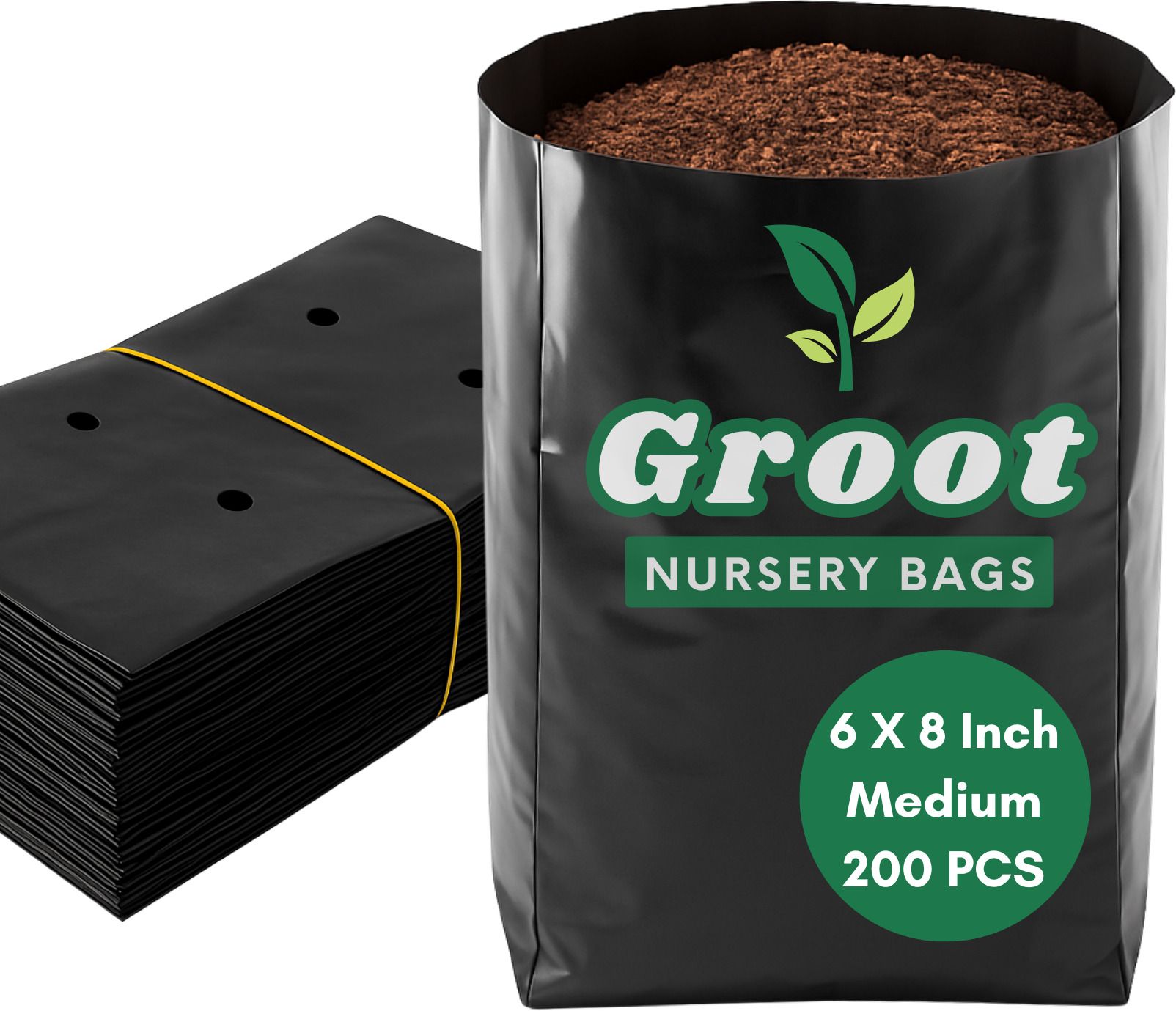 groot 6 X 8 INCH 200 PCS Medium Plastic Grow Nursery Plant Bags Plant Container Poly Grow Bag-picture-24