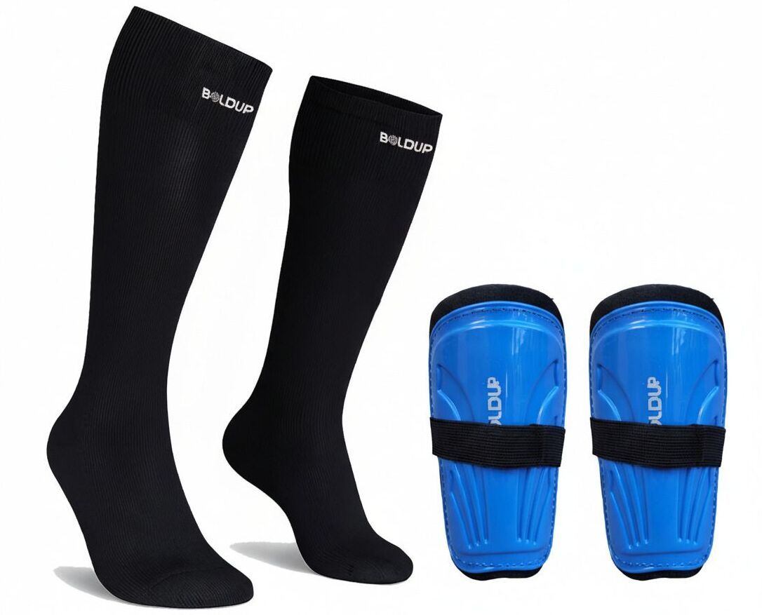boldup Football Shin Guard with Adjustable Daddu blue new with socks 2 pc Football Shin Guard-picture-11