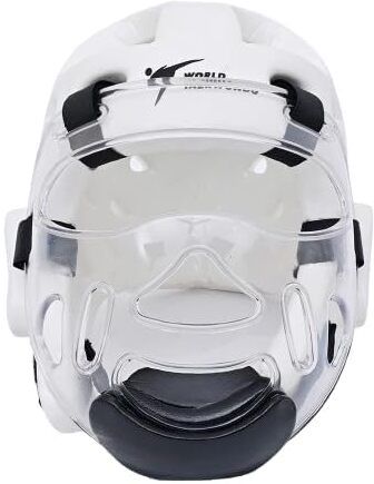 White Taekwondo Head Guard Face Shield Adjustable Safety Gear Size L Boxing Head Guard-image-6