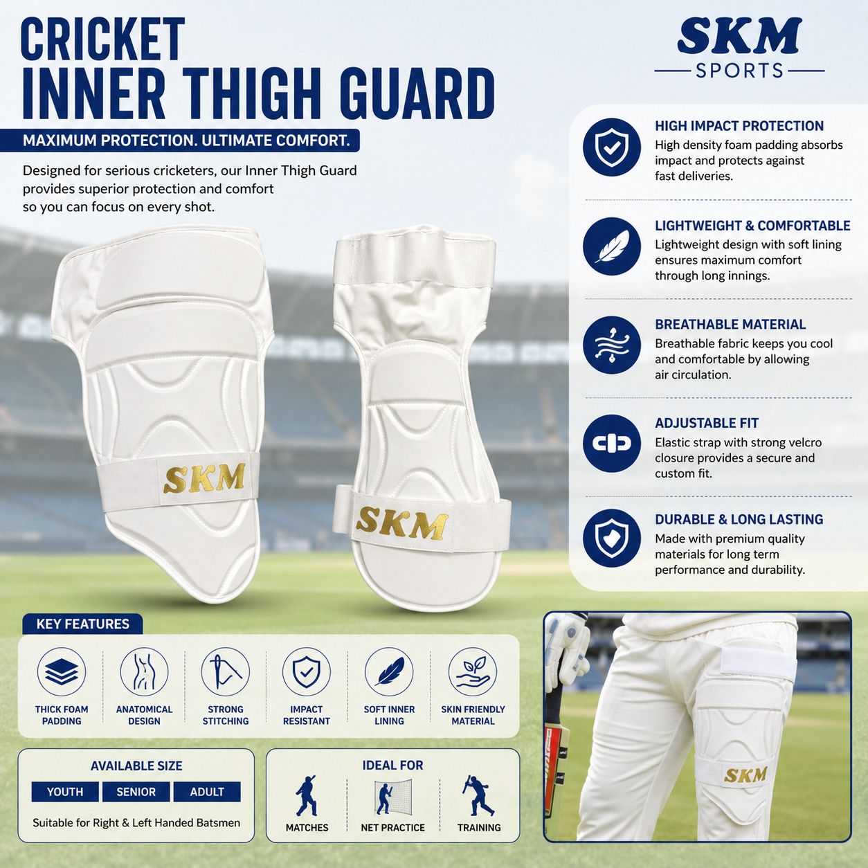 Lower Body Protection Cricket Thigh Pad Double Inner Thigh Pad Cricket Thigh Guard-image-30