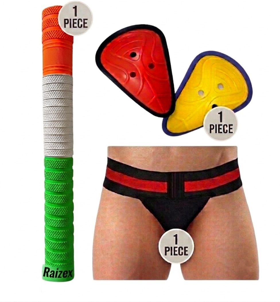 Combo Mens Cricket Supporter (Size XL) with Abdominal Guards-AD, LGuard Bat Grip Cricket Guard Combo-image-3