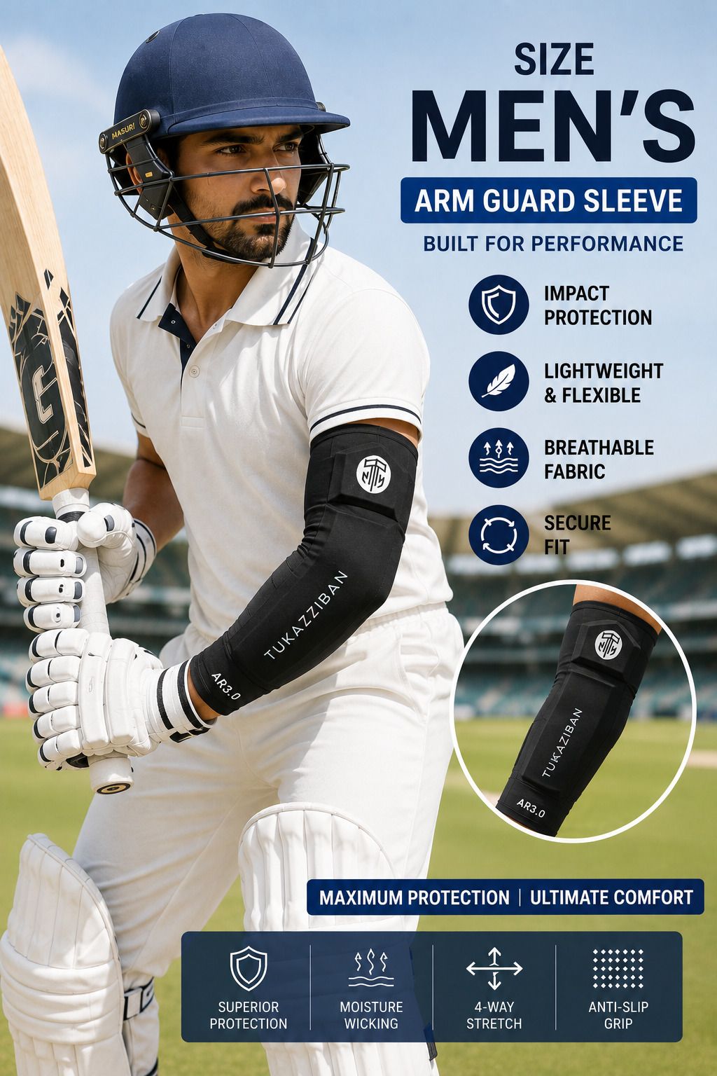 tukazziban Cricket Arm Guard seleev for men single arm protection Cricket Arm Guard-picture-1