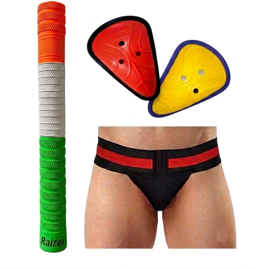 Combo Mens Cricket Supporter (Size XXL) with Abdominal Guards-AD LGuard Bat Grip Cricket Guard Combo-image-35