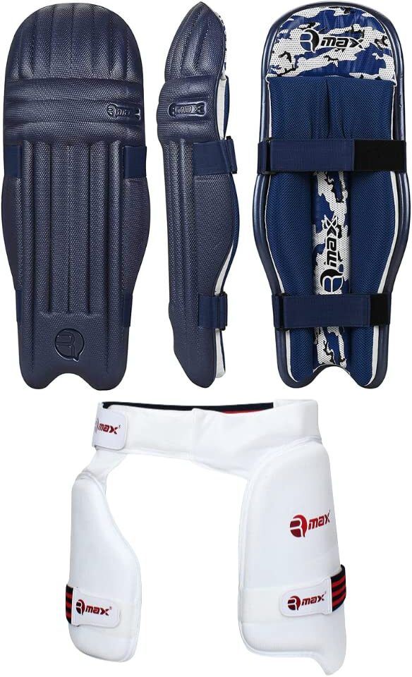 rmax EVA and Cotton Cricket Batting Leg Guard Pad & Thigh Guard Full Size Cricket Guard Combo-picture-11