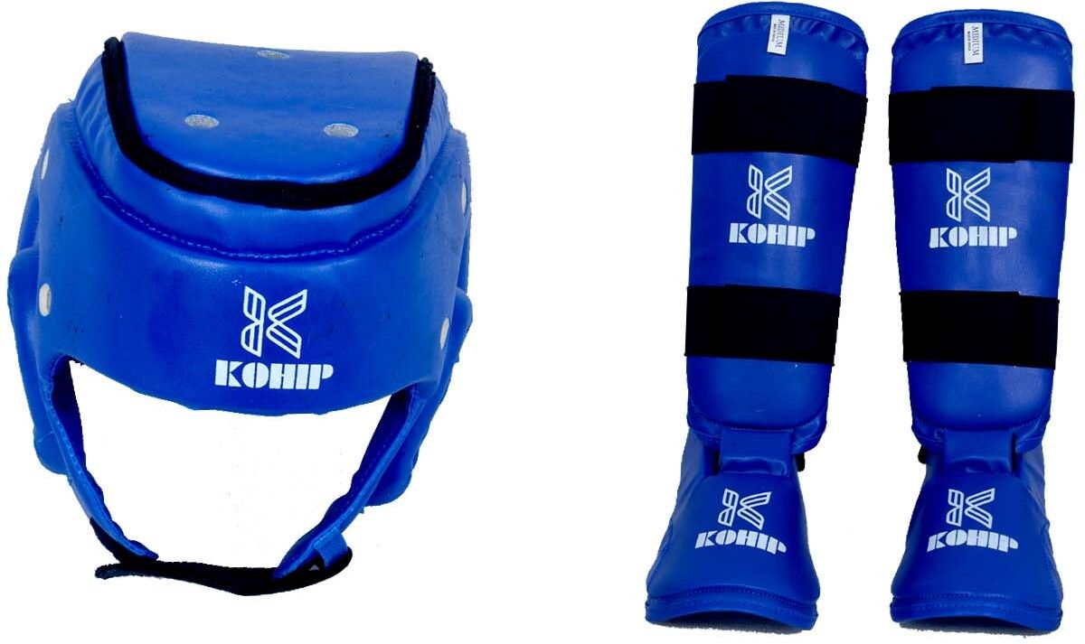 KARATE LARGE KIT Head Protector Guards Karate Shin Pad Mouth Guard-image-29