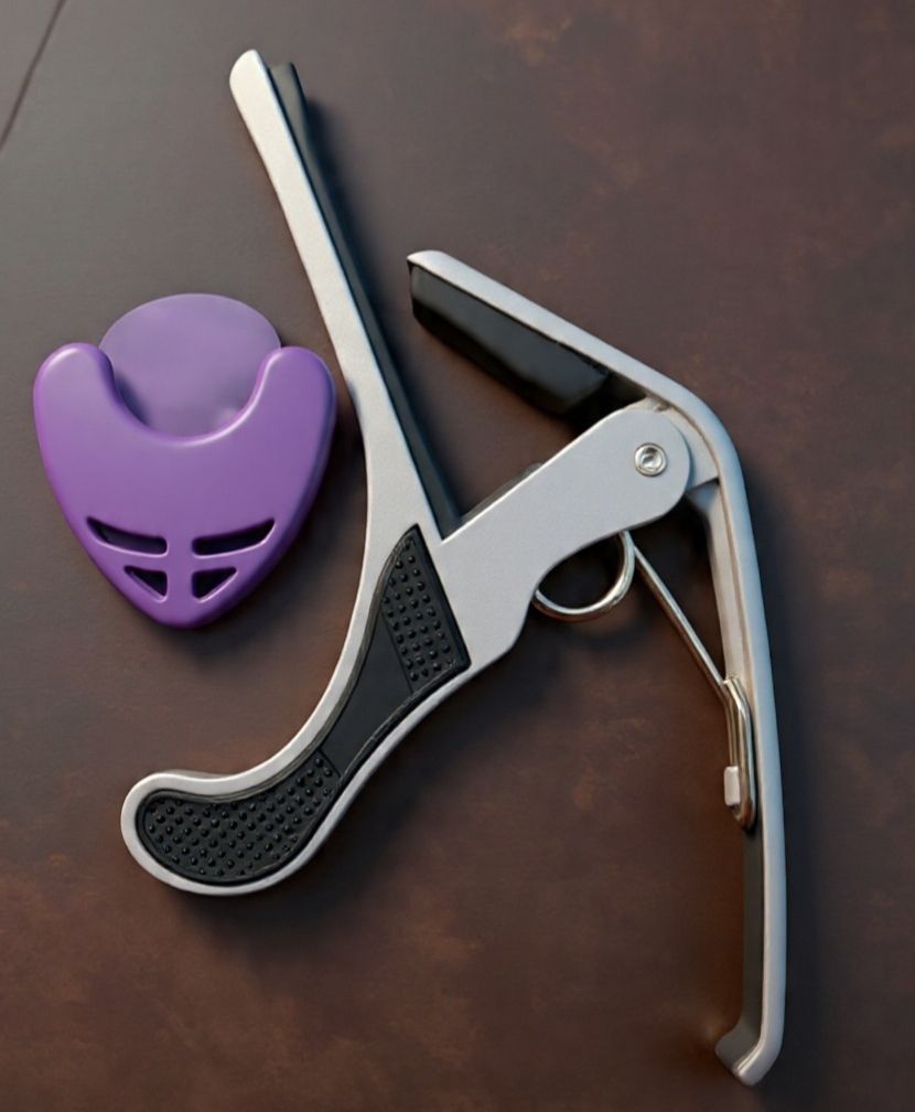 sls music B4 silver Capo with purple Pick Holder for Acoustic Guitar, Spring Guitar Capo Spring Guitar Capo-picture-16