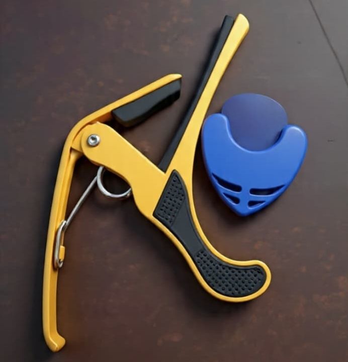B4 golden Capo with blue Pick Holder for Acoustic Guitar, Spring Guitar Capo Spring Guitar Capo-image-15