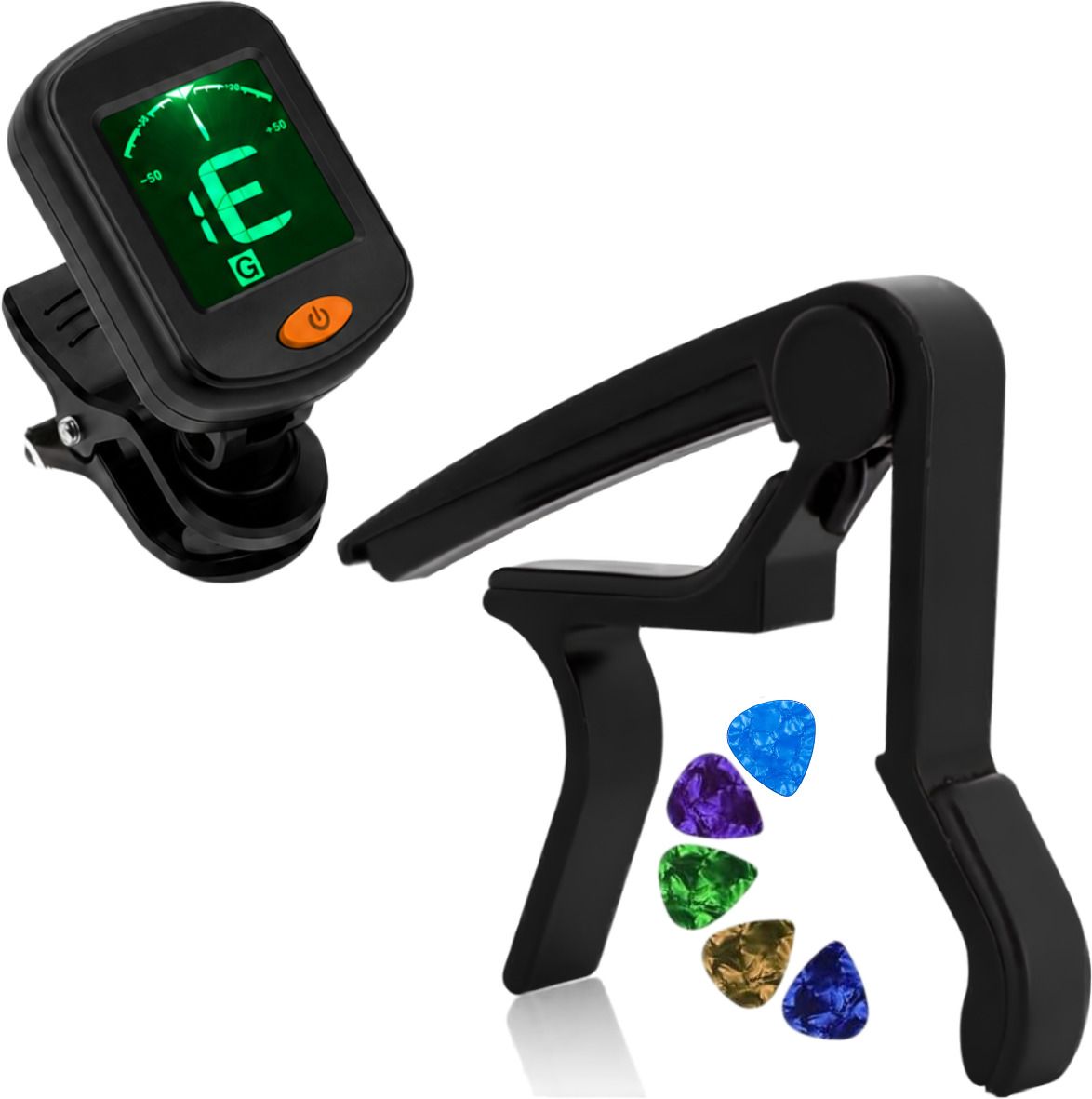 imaginea Guitar Capo with Digital Clip-On Tuner & 5 Guitar Pick | Beginner & Professional Spring Guitar Capo-picture-11