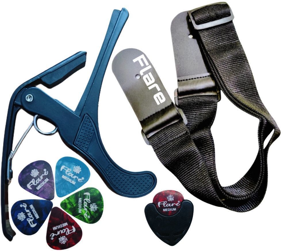 rythm enterprises Black B4 capo, Black belt, pick holder and 6 picks Spring Guitar Capo-picture-44