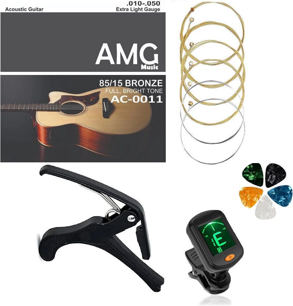 amg music Acoustic Guitar Combo included - Guitar Capo,String,Tuner with picks Clutch Guitar Capo-picture-47
