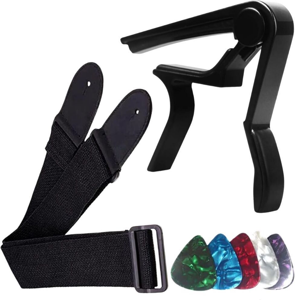 guitar belt + guitar string + Guitar Picks 5 pcs Clutch Guitar Capo-image-37