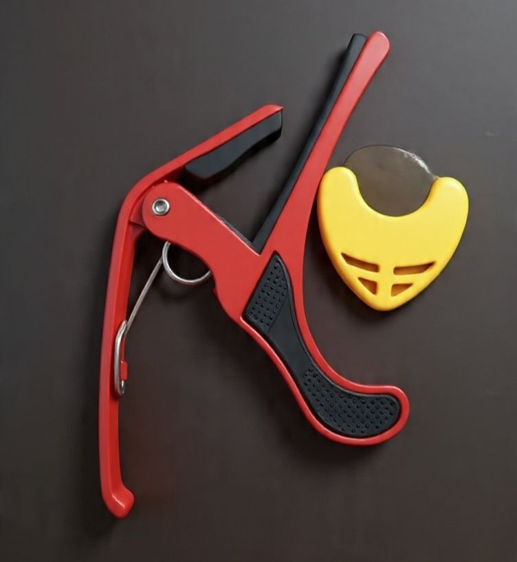 B4 Red Capo with yellow Pick Holder for Acoustic Guitar, Spring Guitar Capo Spring Guitar Capo-image-30